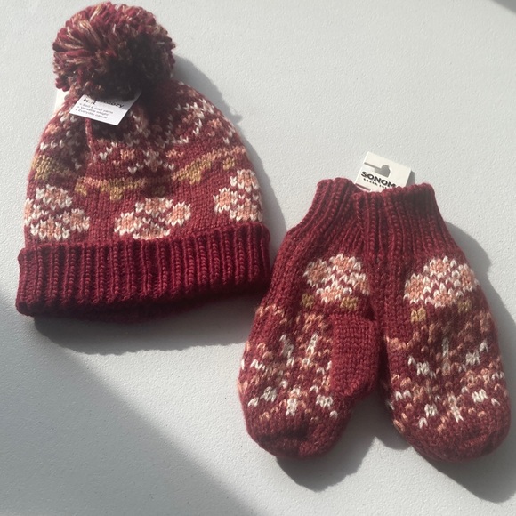 Sonoma Super cozy hat w pom & mittens retro boho vibe soft cozy yarns - Picture 1 of 16